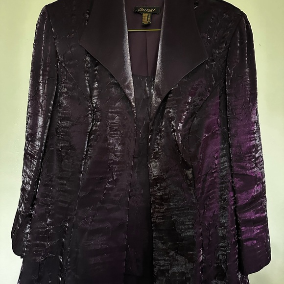 Ladies two piece dark purple crushed velvet satin dress - Picture 1 of 7